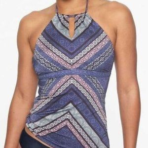 Athleta Aqualuxe Highneck Tankini Top Medium Keyhole